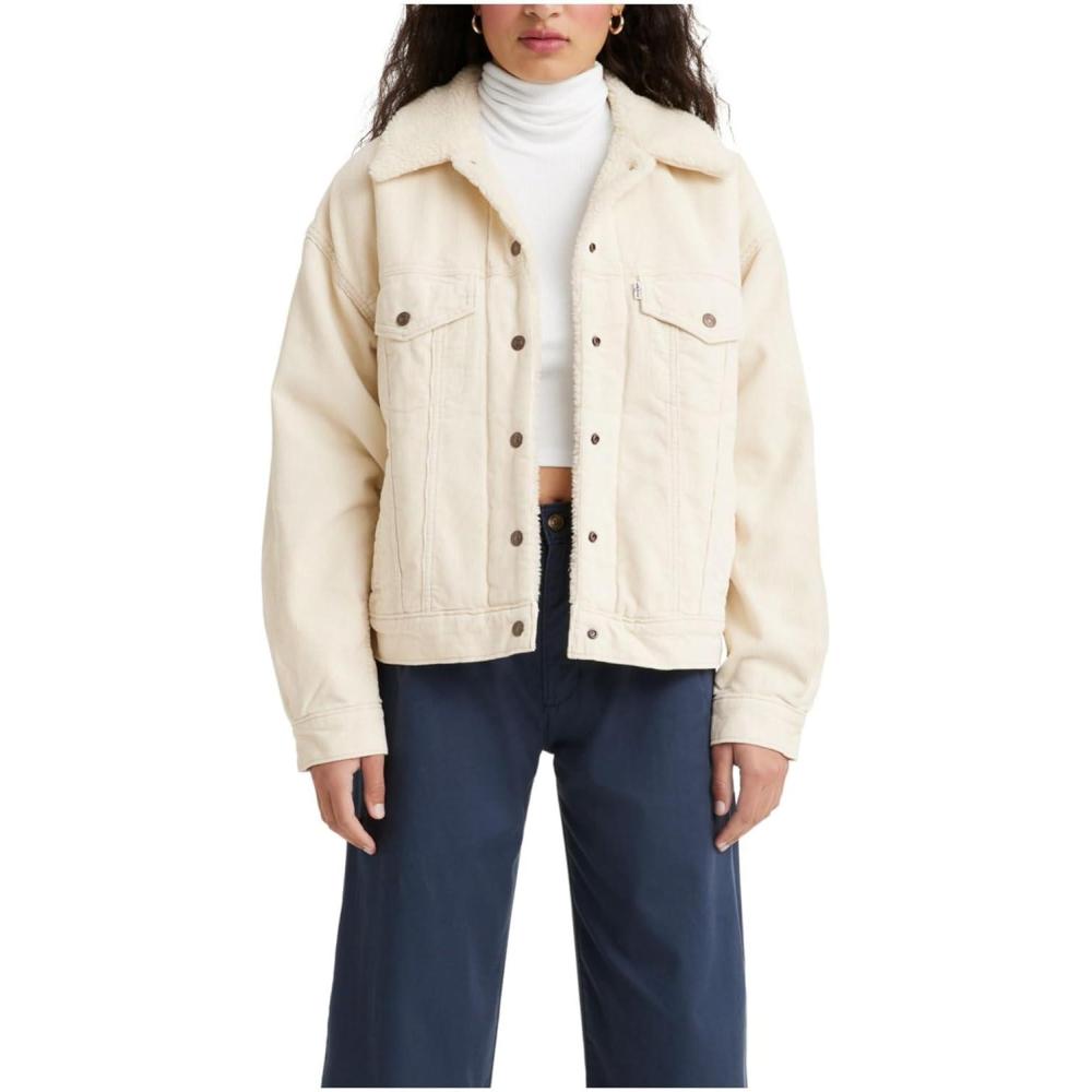 imageLevis Womens 90s Sherpa Trucker Jacket Standard and PlusAlmond Milk