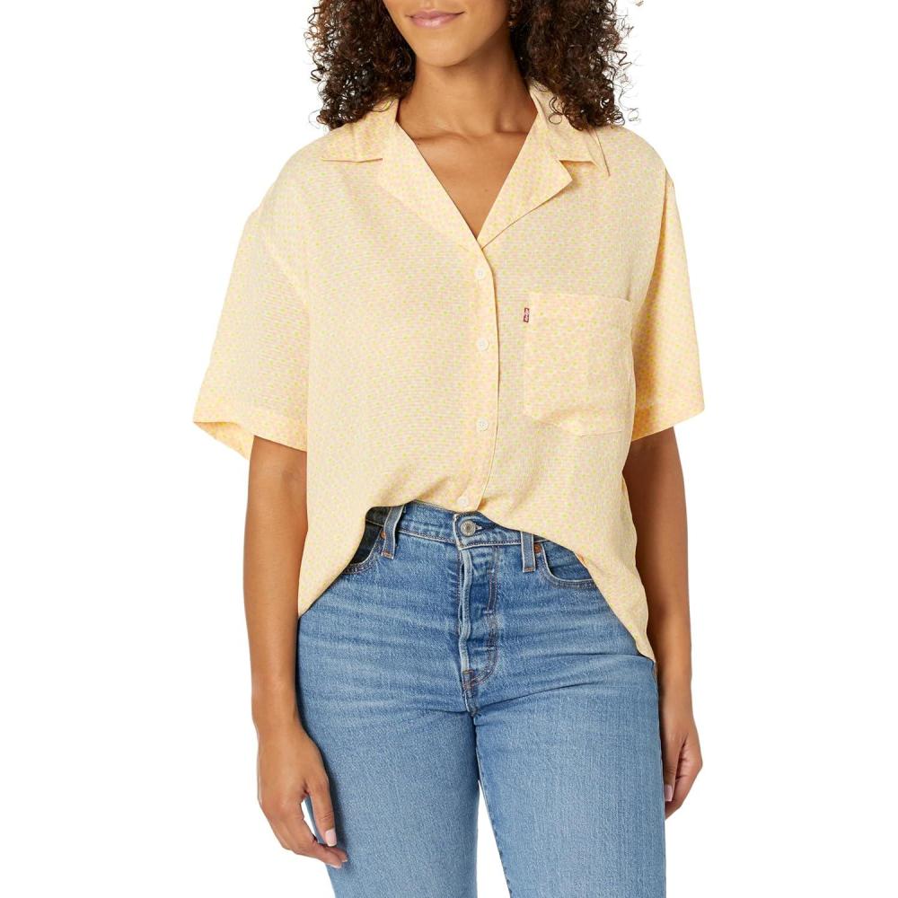 imageLevis Womens Aiden Short Sleeve Shirt Also Available in PlusEvelyn Floral Almond Cream