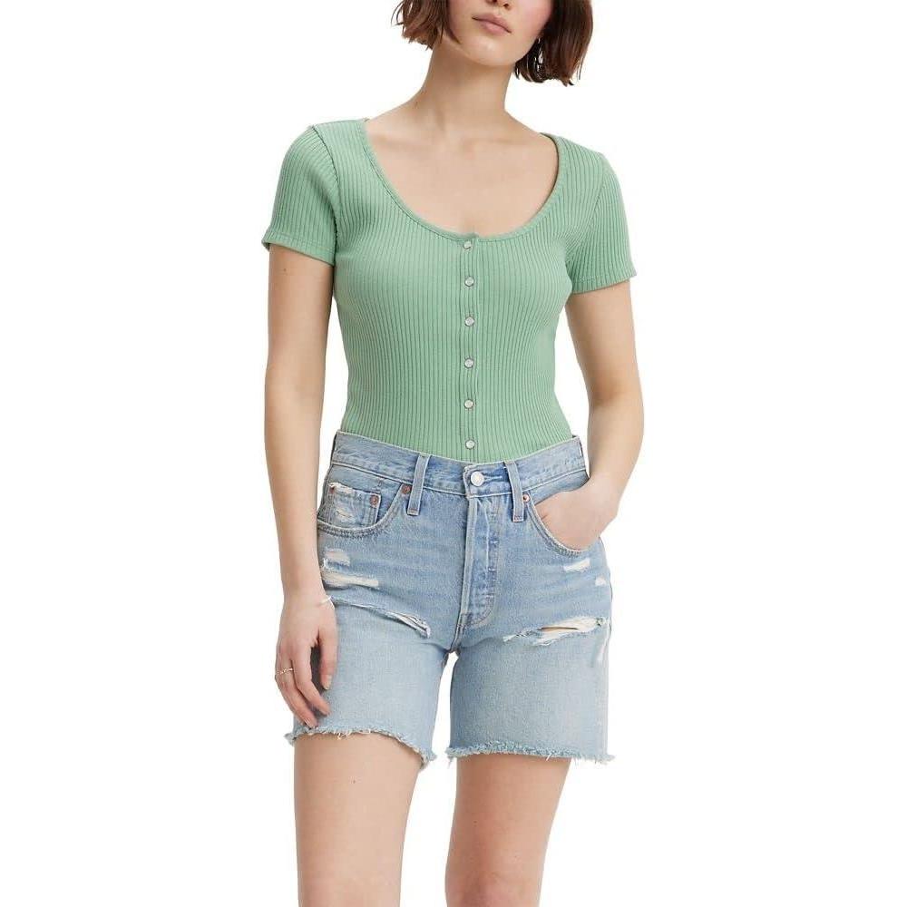 imageLevis Womens Britt Snap Front Top Also Available in PlusGranite Green