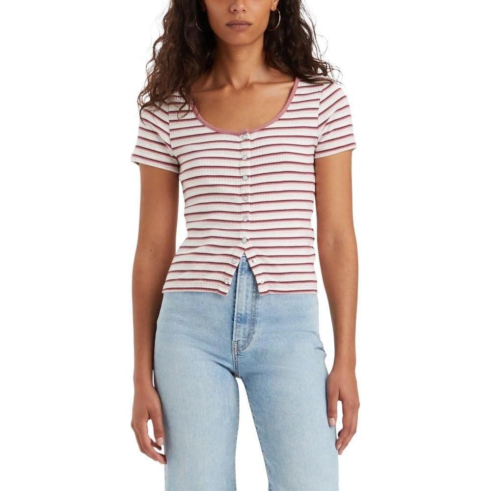 imageLevis Womens Britt Snap Front Top Also Available in PlusNew Fruity Stripe Sugar Swizzle