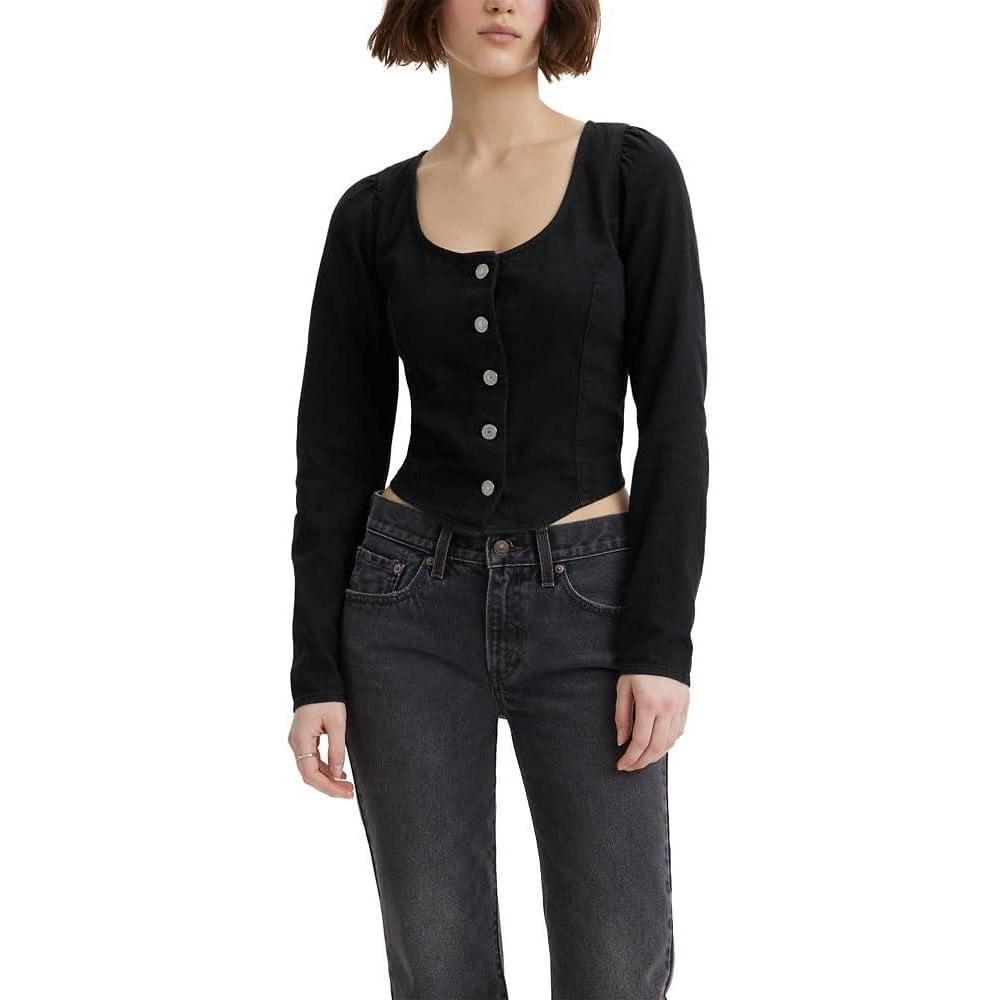 imageLevis Womens Daryn Corset Long Sleeve BlouseBlack Rose 5