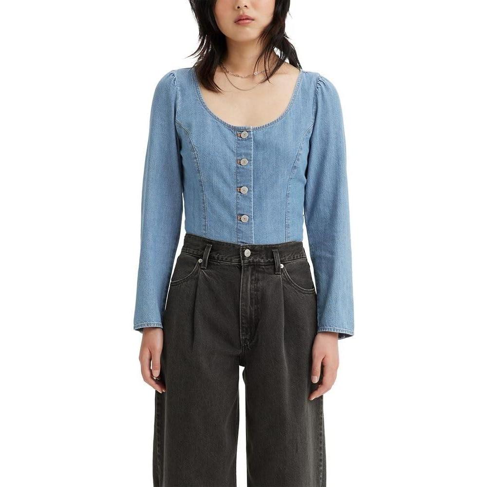 imageLevis Womens Daryn Corset Long Sleeve BlouseDolly Blue