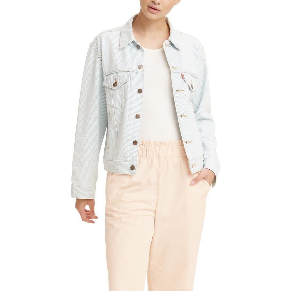 imageLevis Womens ExBoyfriend Trucker Jacket Also Available in PlusStripey Multicolor