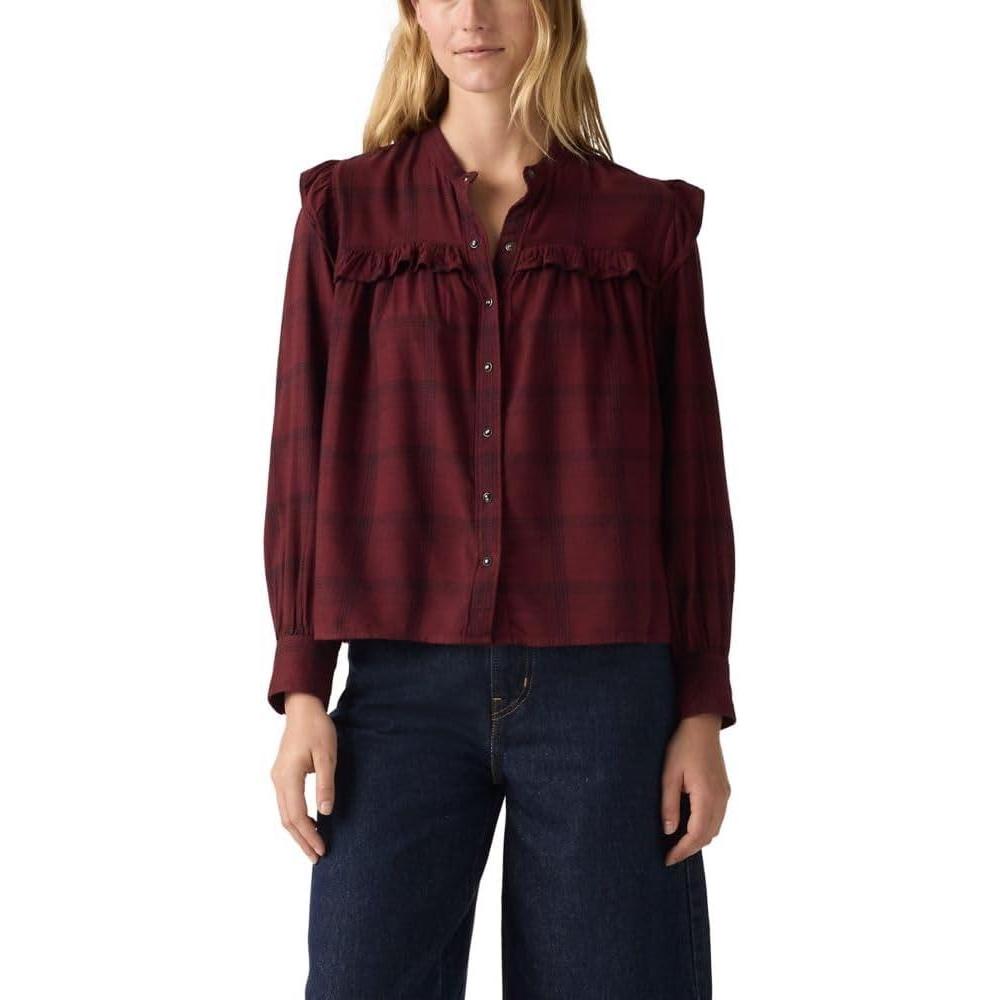 imageLevis Womens Gianna Long Sleeve BlouseSmall Nea Plaid Tawny Port Flannel