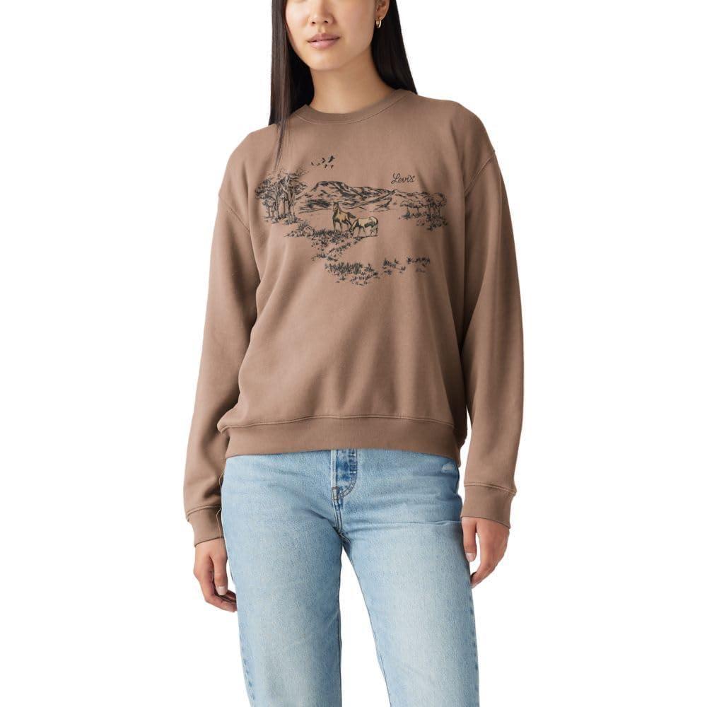 imageLevis Womens Graphic Everyday Crew Also Available in PlusCrew Horse Country Taupe Gray