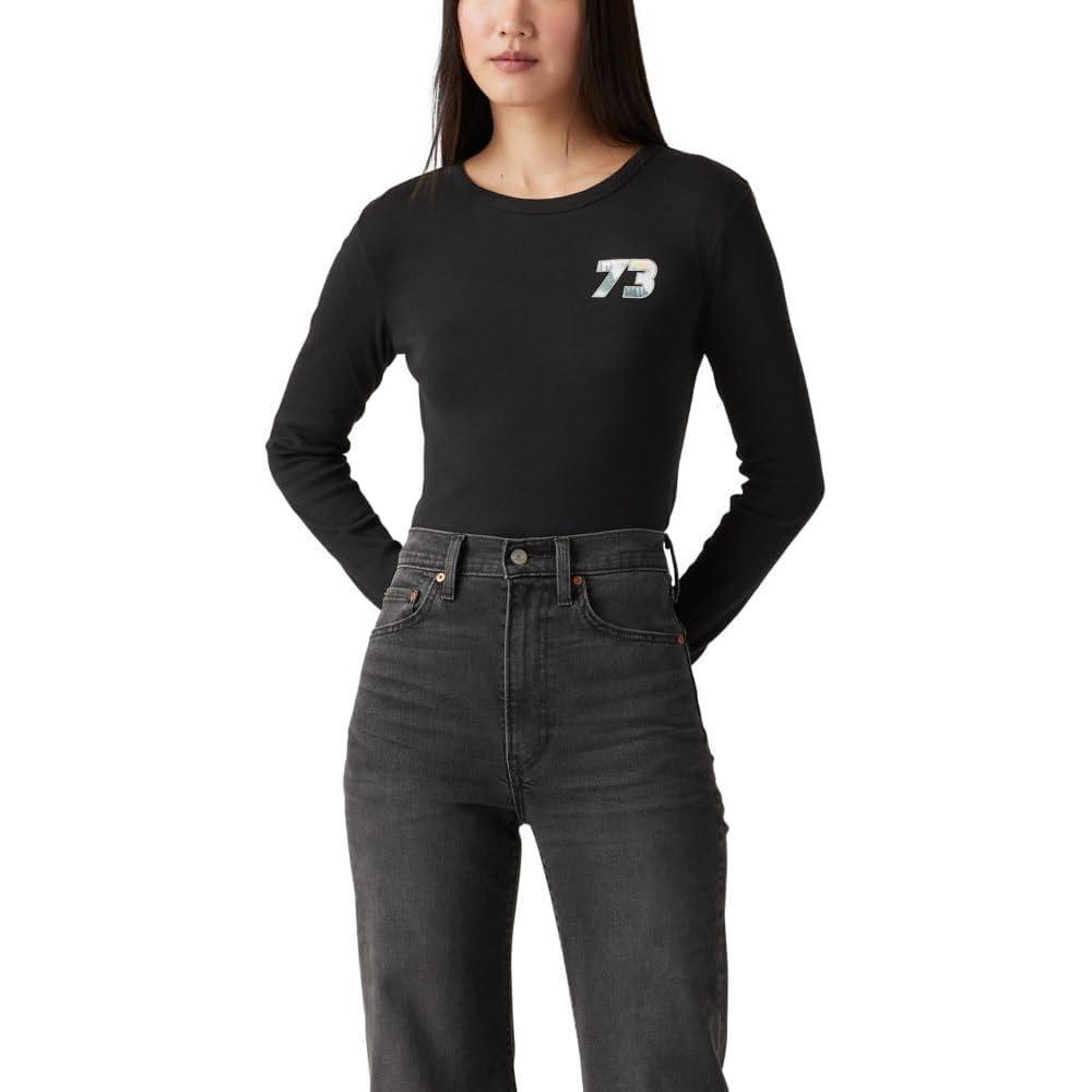 imageLevis Womens Graphic Long Sleeve Rickie TeeShine Box Tab Caviar