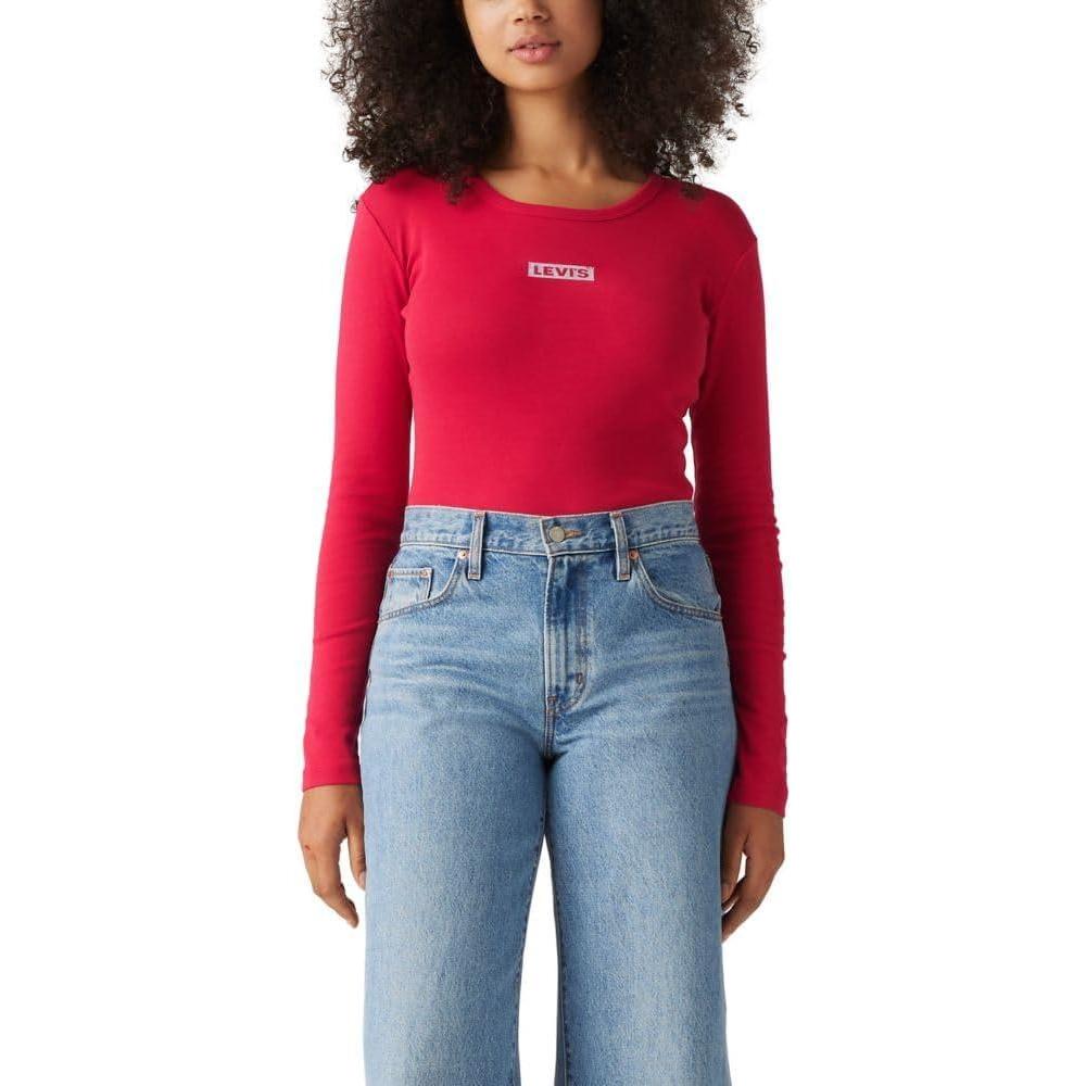 imageLevis Womens Graphic Long Sleeve Rickie TeeShine Box Tab Jester Red
