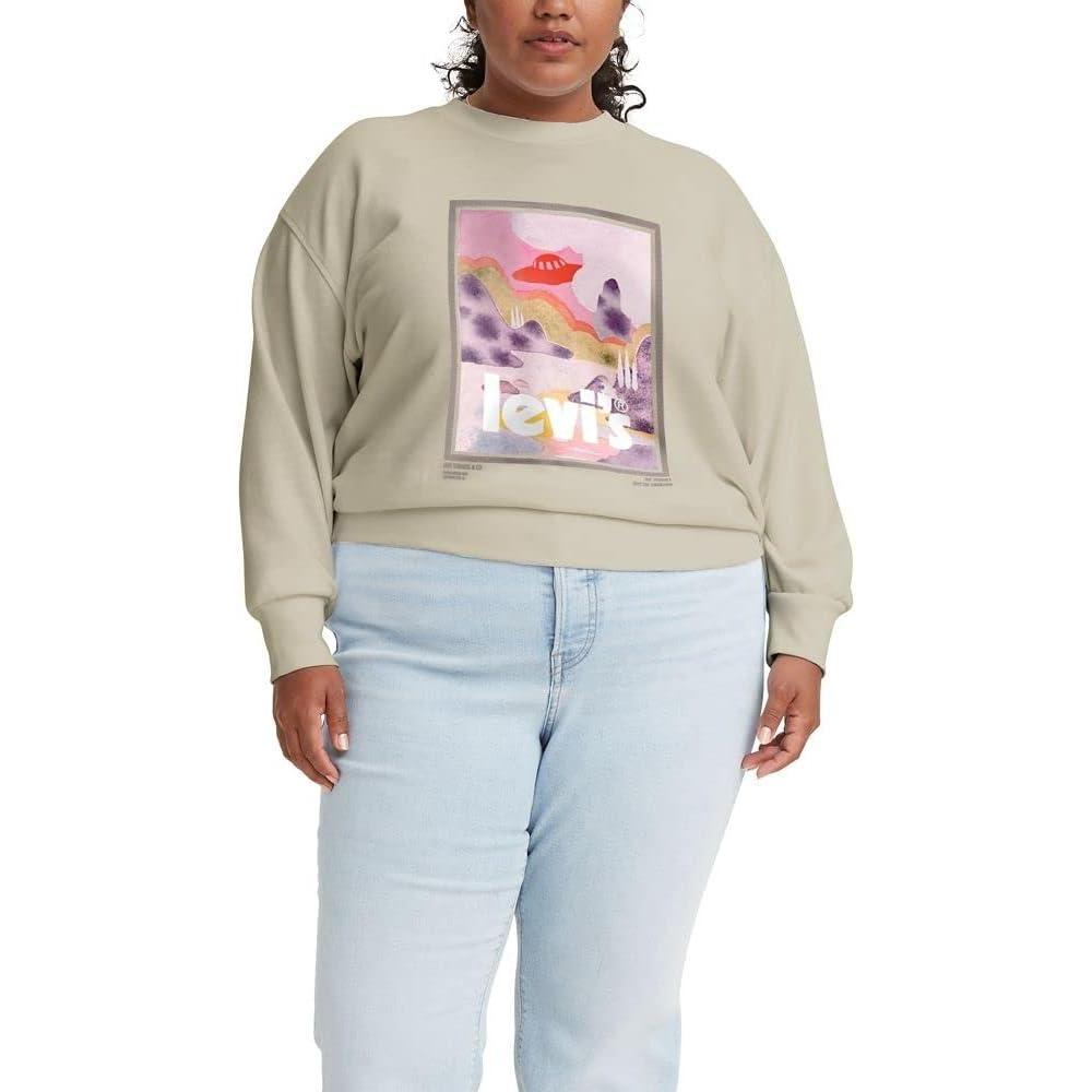 imageLevis Womens Graphic Standard Crewneck SweatshirtNew Spacey Landscape Tapioca Natural