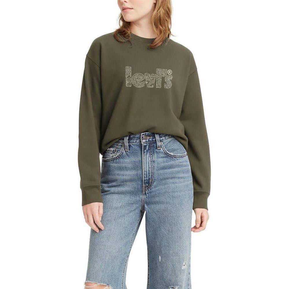 imageLevis Womens Graphic Standard Crewneck SweatshirtWildflower Fill Martini Olive