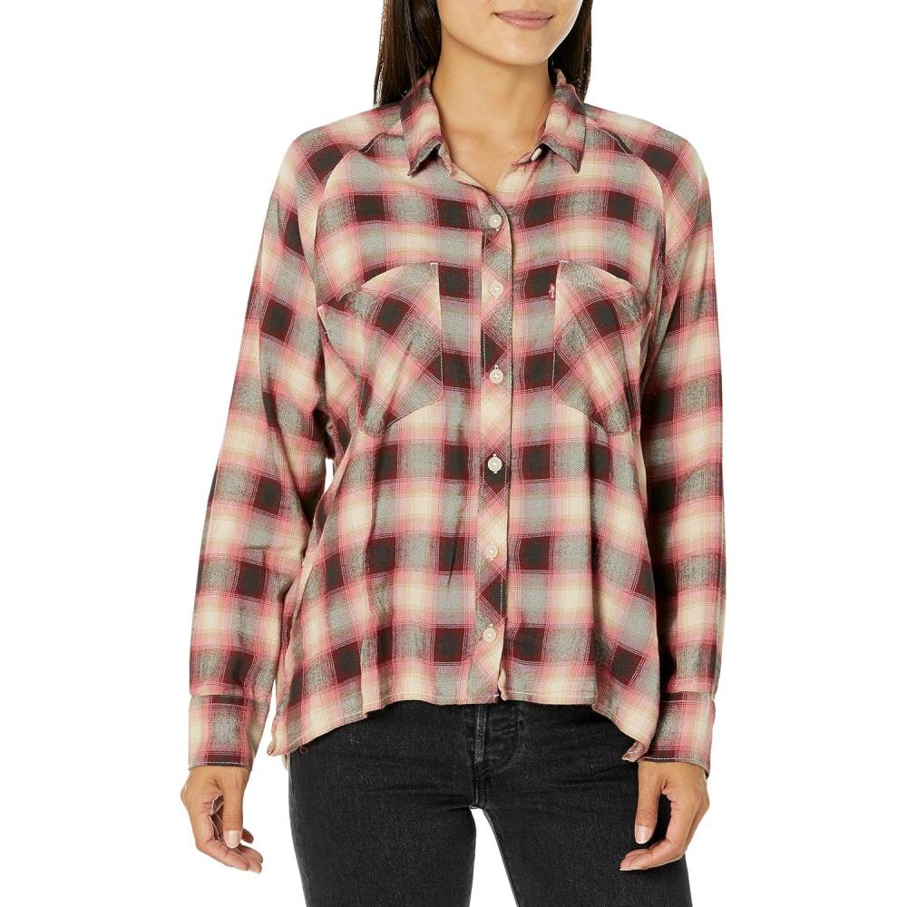 imageLevis Womens Harrison Raglan Shirt Standard and PlusJames Plaid Syrah