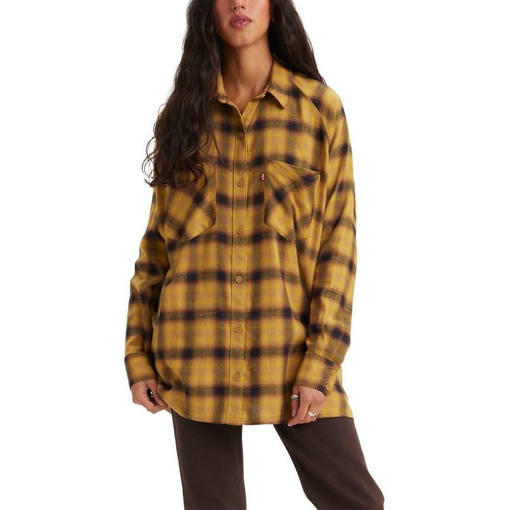 imageLevis Womens Harrison Raglan Shirt Standard and PlusLinda Plaid Dijon
