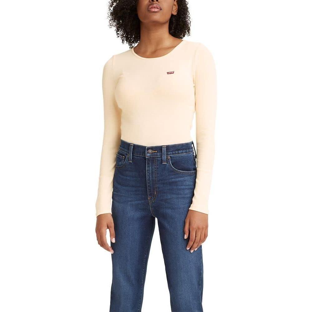 imageLevis Womens Honey Long Sleeve Shirt Standard and PlusPecan Stripe Peach Puree Red
