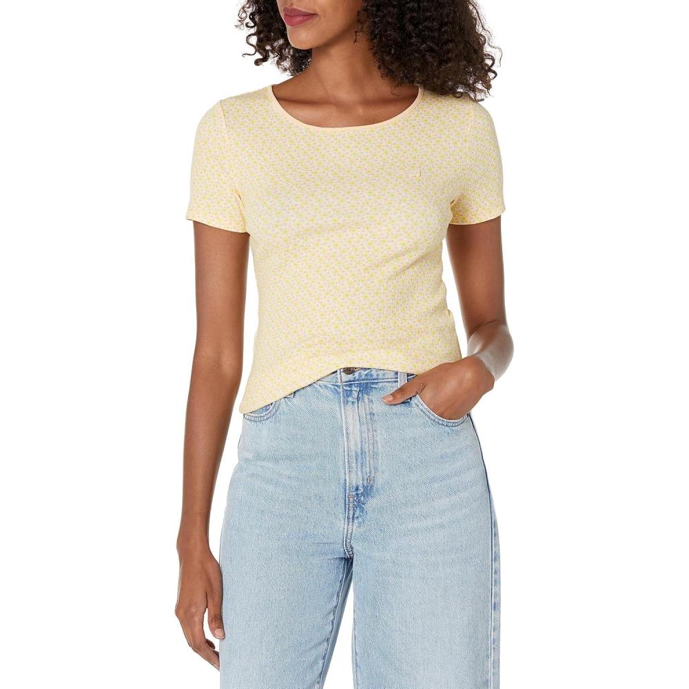 imageLevis Womens Honey Short Sleeve ShirtEvelyn Floral Almond Cream