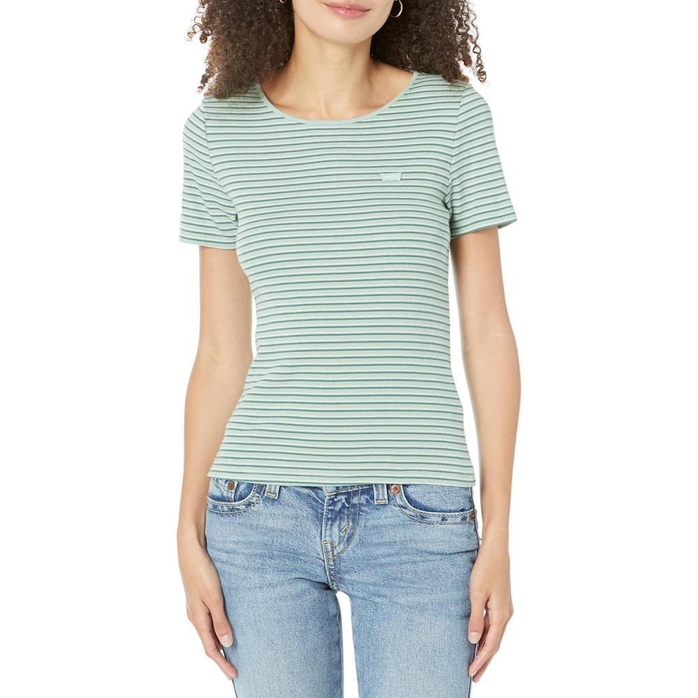 imageLevis Womens Honey Short Sleeve ShirtJulip Stripe Granite Green