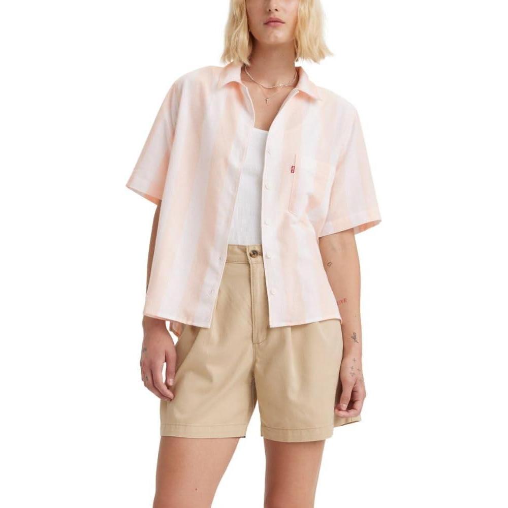imageLevis Womens Joyce Resort Shirt Also Available in PlusNew Freya Stripe Pale Peach