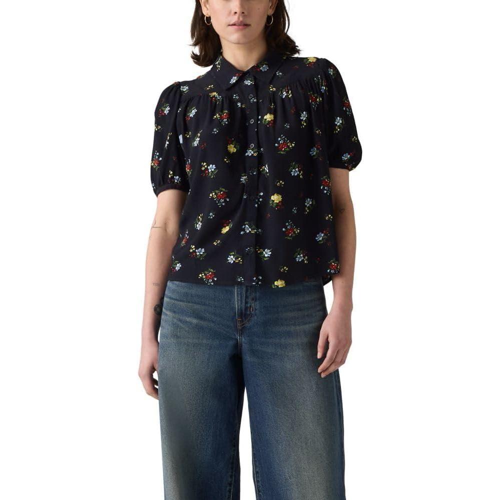 imageLevis Womens Lea Short Sleeve Slim BlouseDeedee Floral Anthracite Night