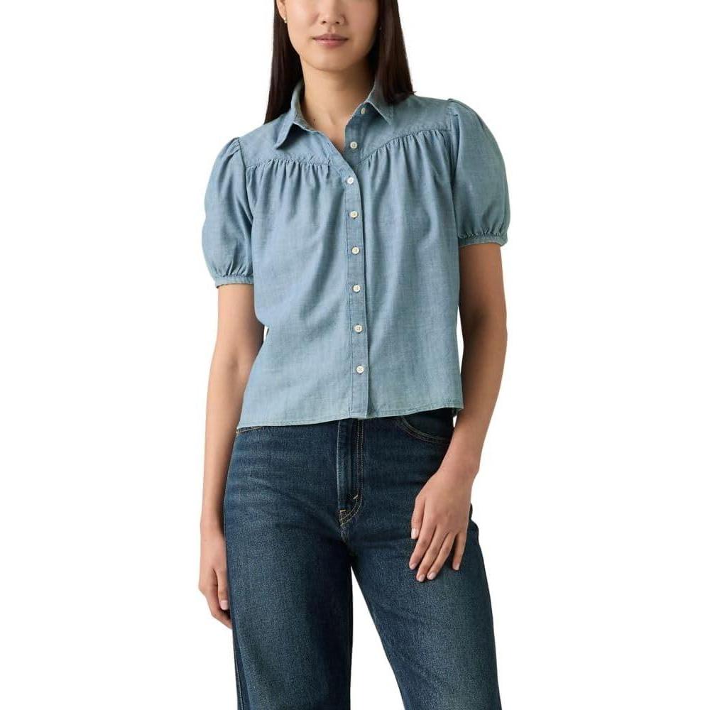imageLevis Womens Lea Short Sleeve Slim BlouseMy World is Blue