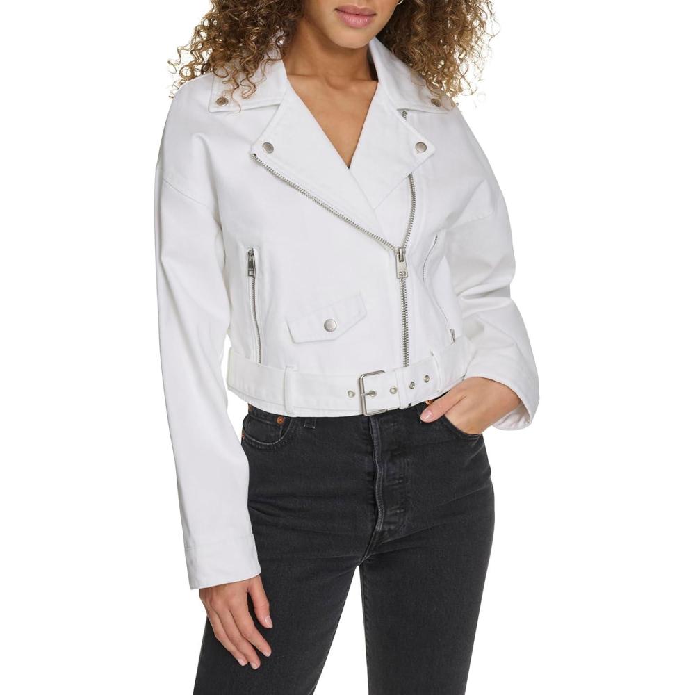 imageLevis Womens Levis Womens Cropped Denim MotoWhite Wash Denim