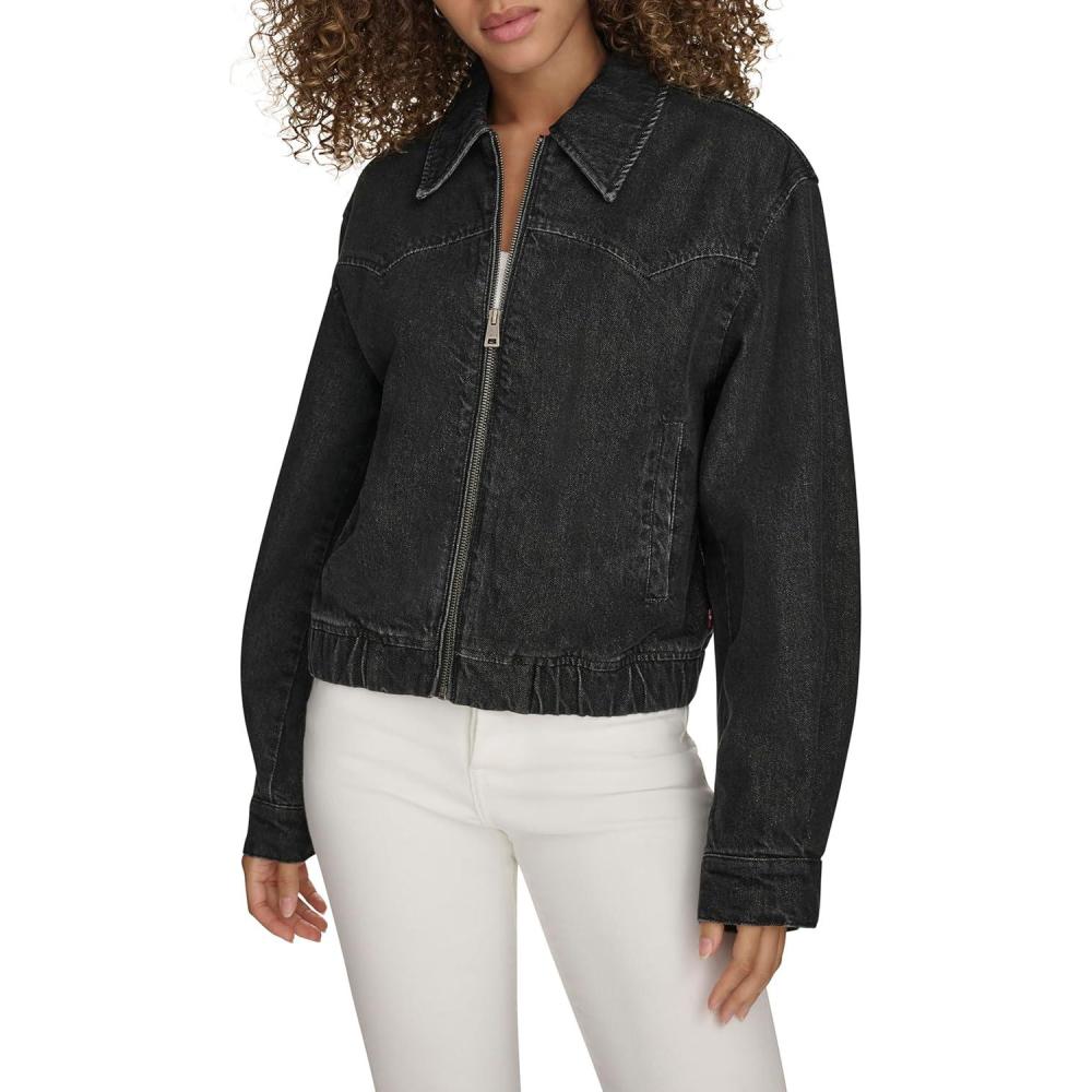 imageLevis Womens Levis Womens Western Denim BomberBlack Wash Denim