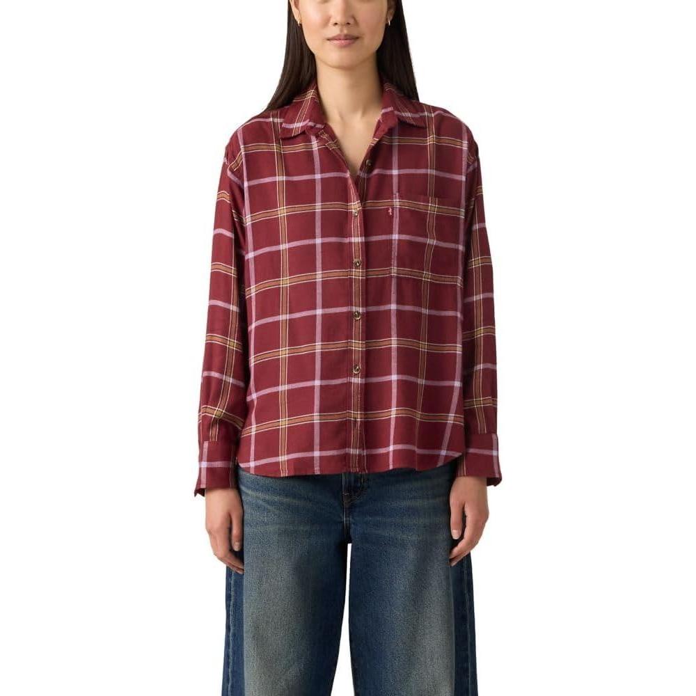 imageLevis Womens Lucas Flannel Long Sleeve ShirtRhiannon Plaid Violet Tulip Flannel