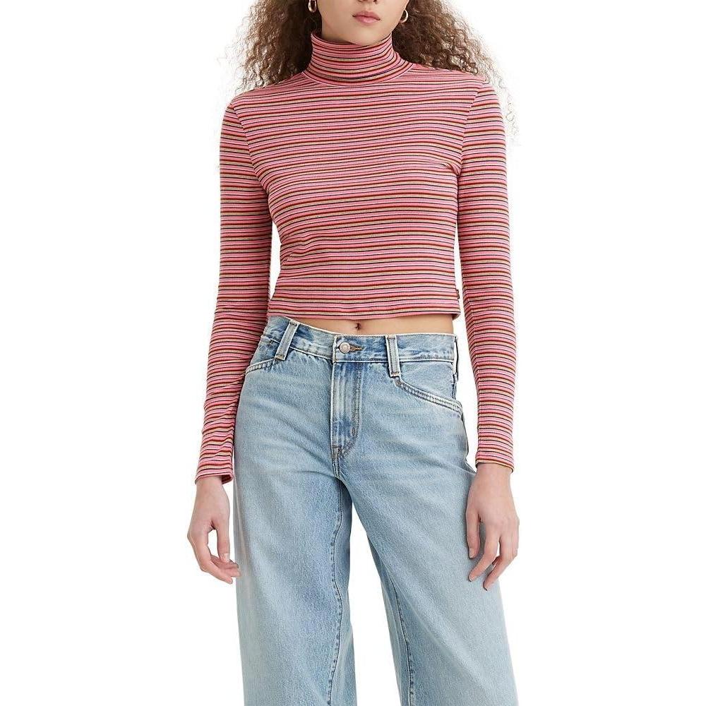 imageLevis Womens Moon Rib Turtleneck Also Available in PlusPlato Stripe Italian Rose