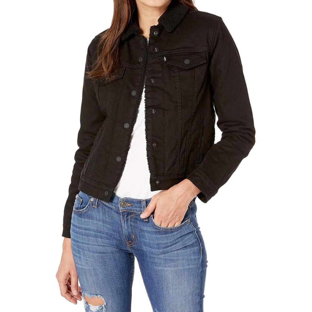 imageLevis Womens Original Sherpa Trucker Jackets Standard and PlusBlack and Black