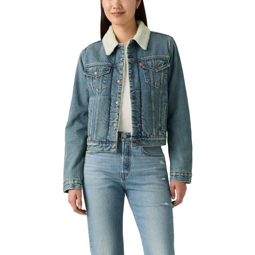 imageLevis Womens Original Sherpa Trucker Jackets Standard and PlusHeed and Hawed Non Stretch
