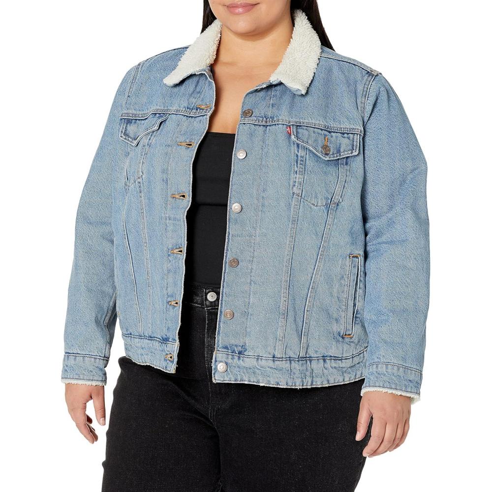imageLevis Womens Original Sherpa Trucker Jackets Standard and PlusMeadow Mist Corduroy