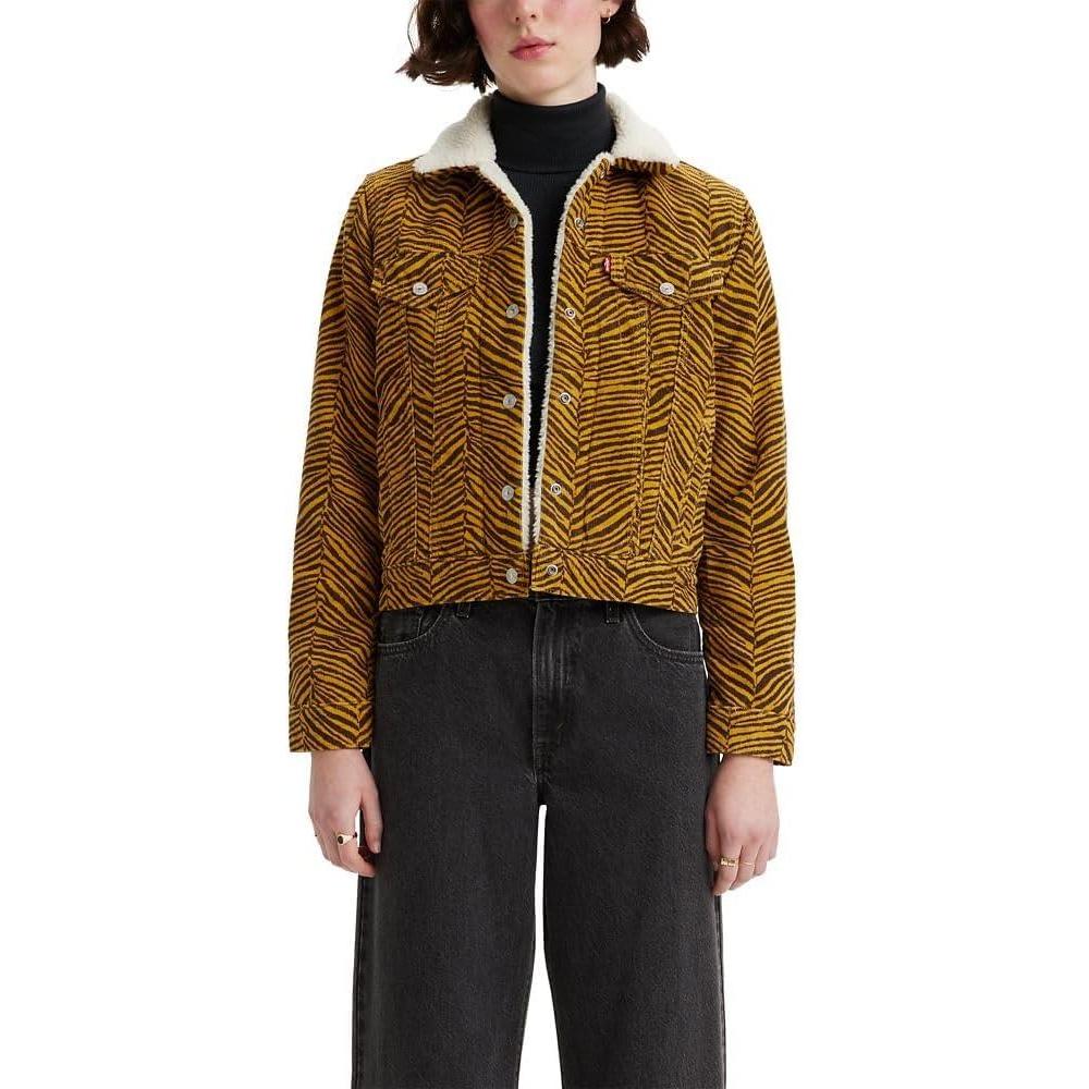 imageLevis Womens Original Sherpa Trucker Jackets Standard and PlusZebra Chai Tea