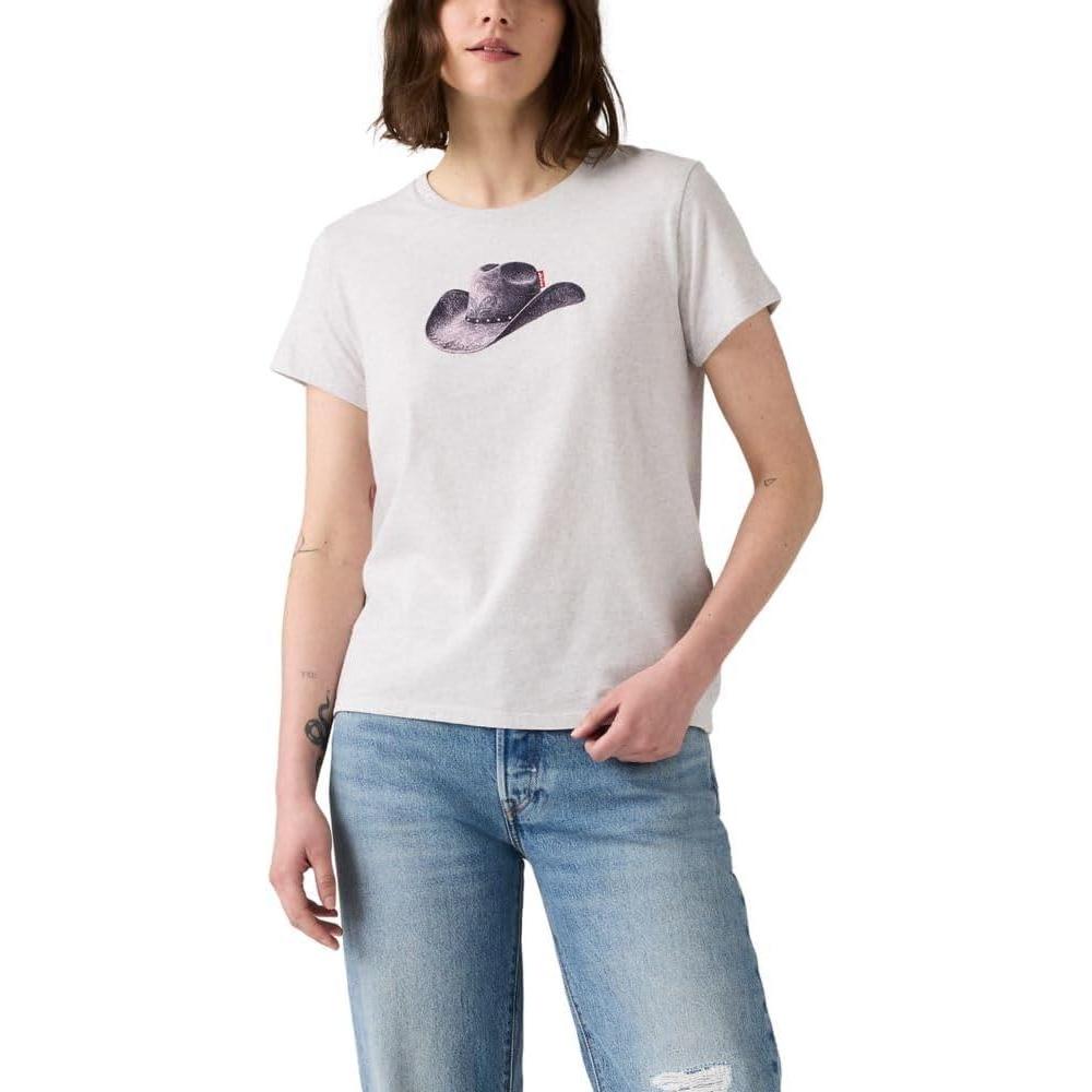 imageLevis Womens Perfect Crewneck Tee Shirt Also Available in PlusMoody Cowboy Hat Orbit Heather