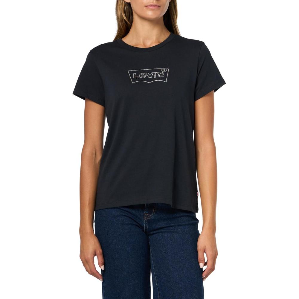 imageLevis Womens Perfect Crewneck Tee Shirt Also Available in PlusNew Batwing Iridescent Rhinestone