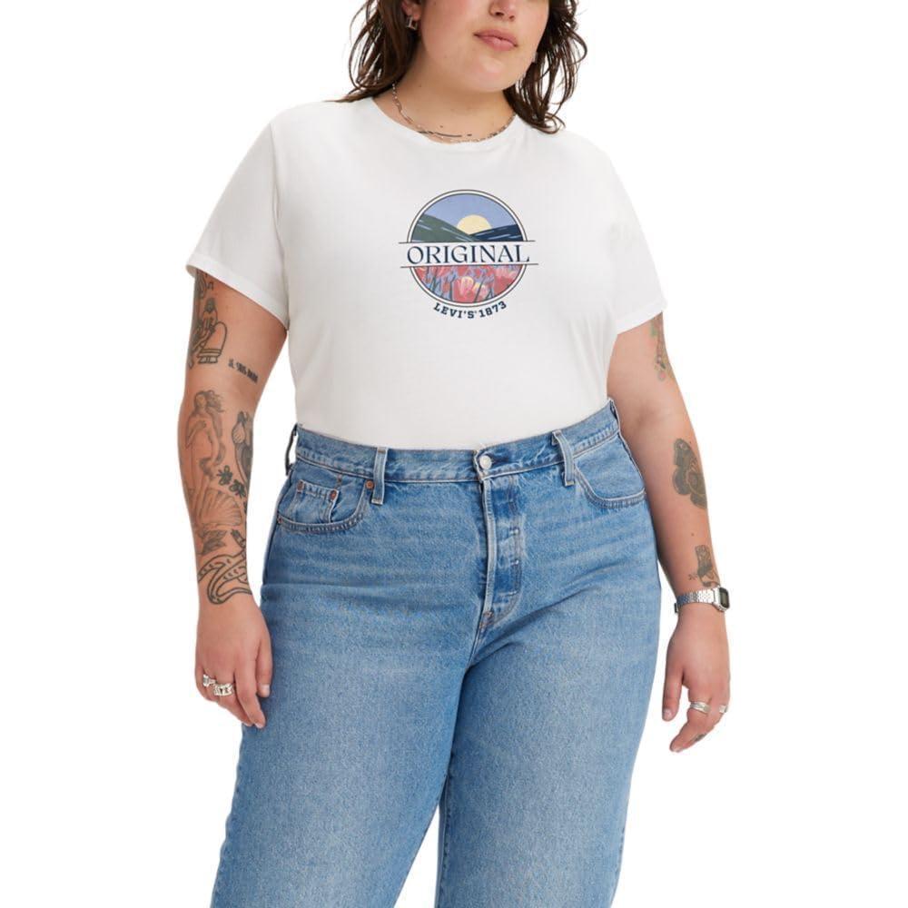 imageLevis Womens Perfect Crewneck Tee Shirt Also Available in PlusNew Original Poppy Fields Cloud Dancer