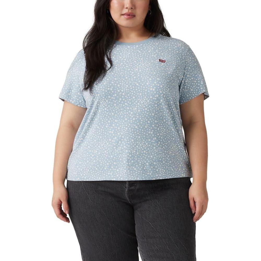 imageLevis Womens Perfect Crewneck Tee Shirt Also Available in PlusScattered Floral Dusty Blue