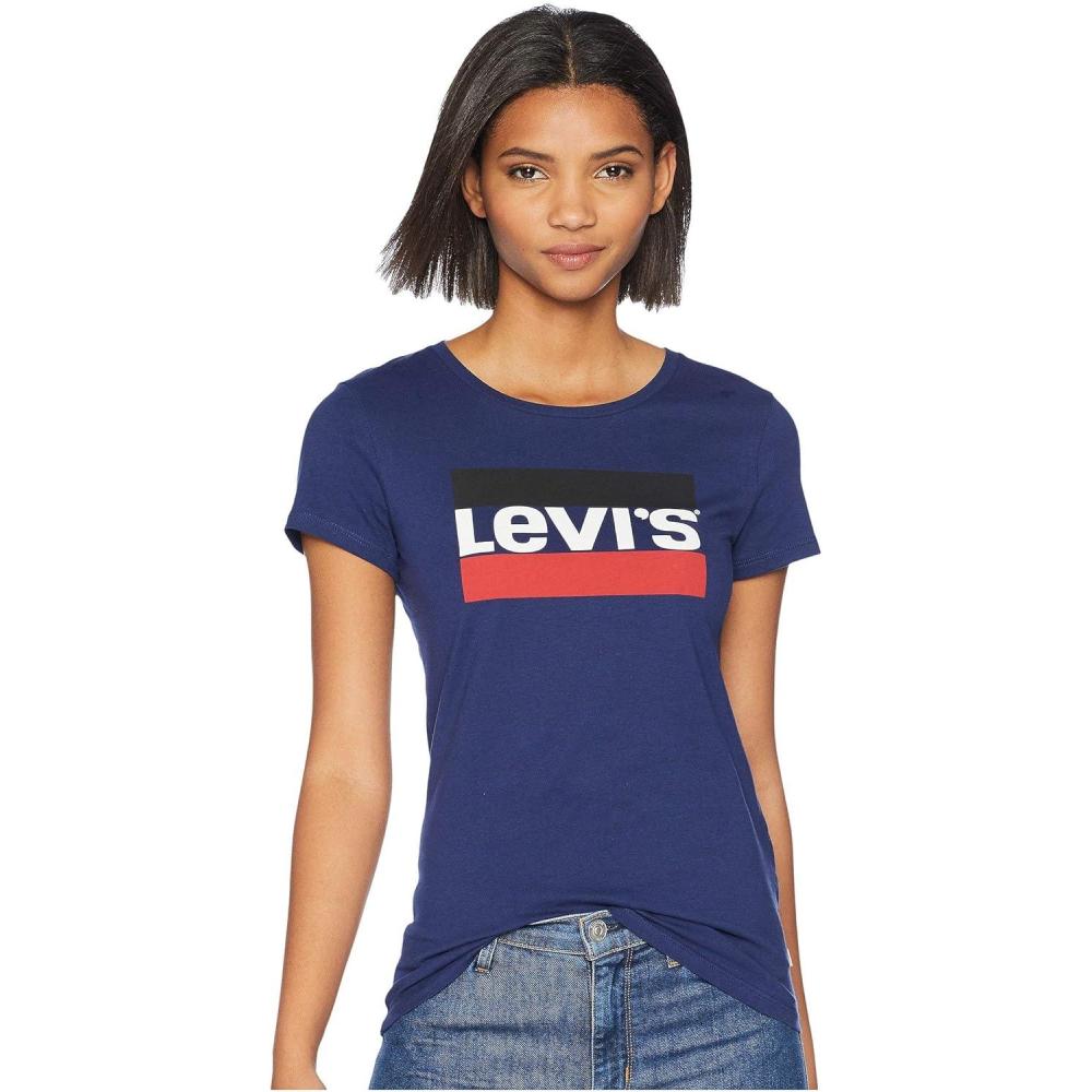 imageLevis Womens Perfect Crewneck Tee Shirt Also Available in PlusSportswear Logo Medieval Blue