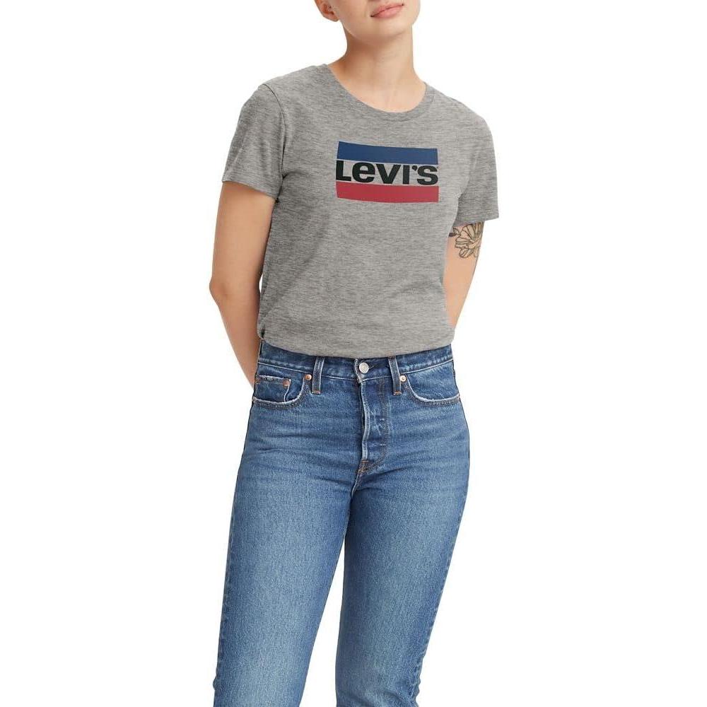 imageLevis Womens Perfect Crewneck Tee Shirt Also Available in PlusSportswear Logo Smokestack Heather