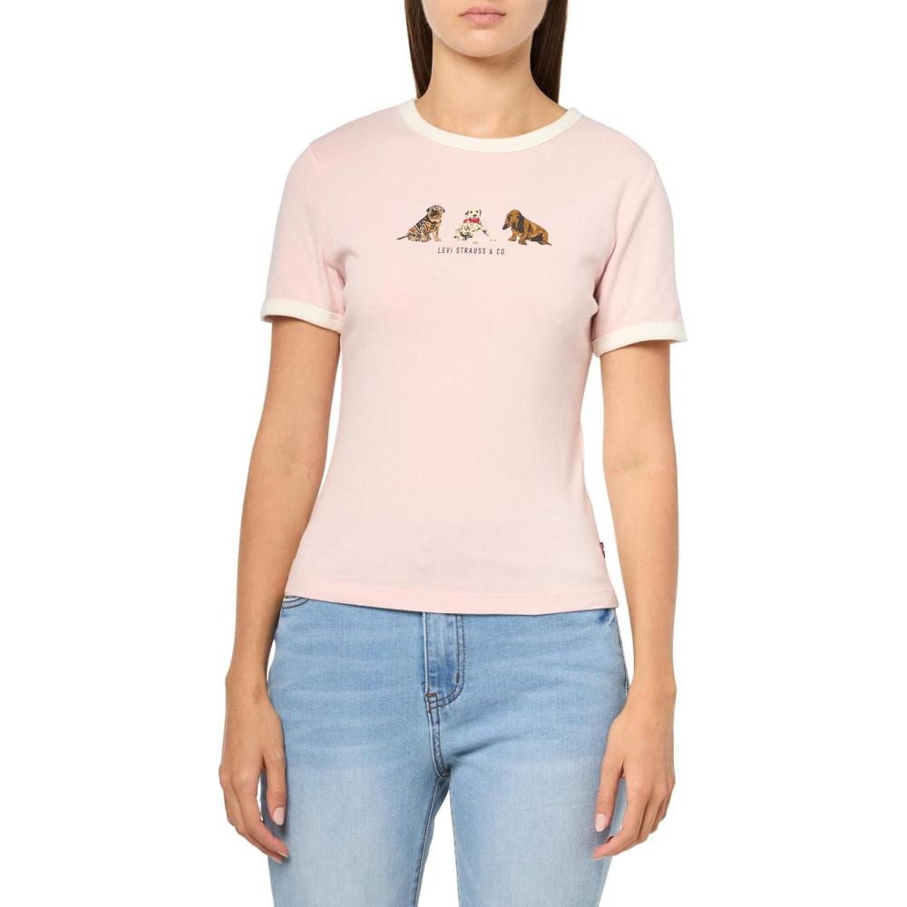 imageLevis Womens Perfect Graphic Tee ShirtArchival Dog Trio Potpourri