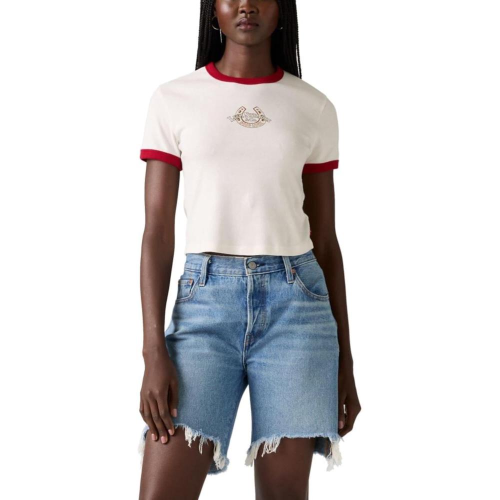 imageLevis Womens Perfect Graphic Tee ShirtGood Luck Horseshoe Sugar Swizzle
