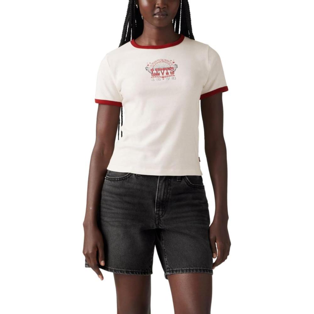 imageLevis Womens Perfect Graphic Tee ShirtSugar SwizzleSundried Tomato