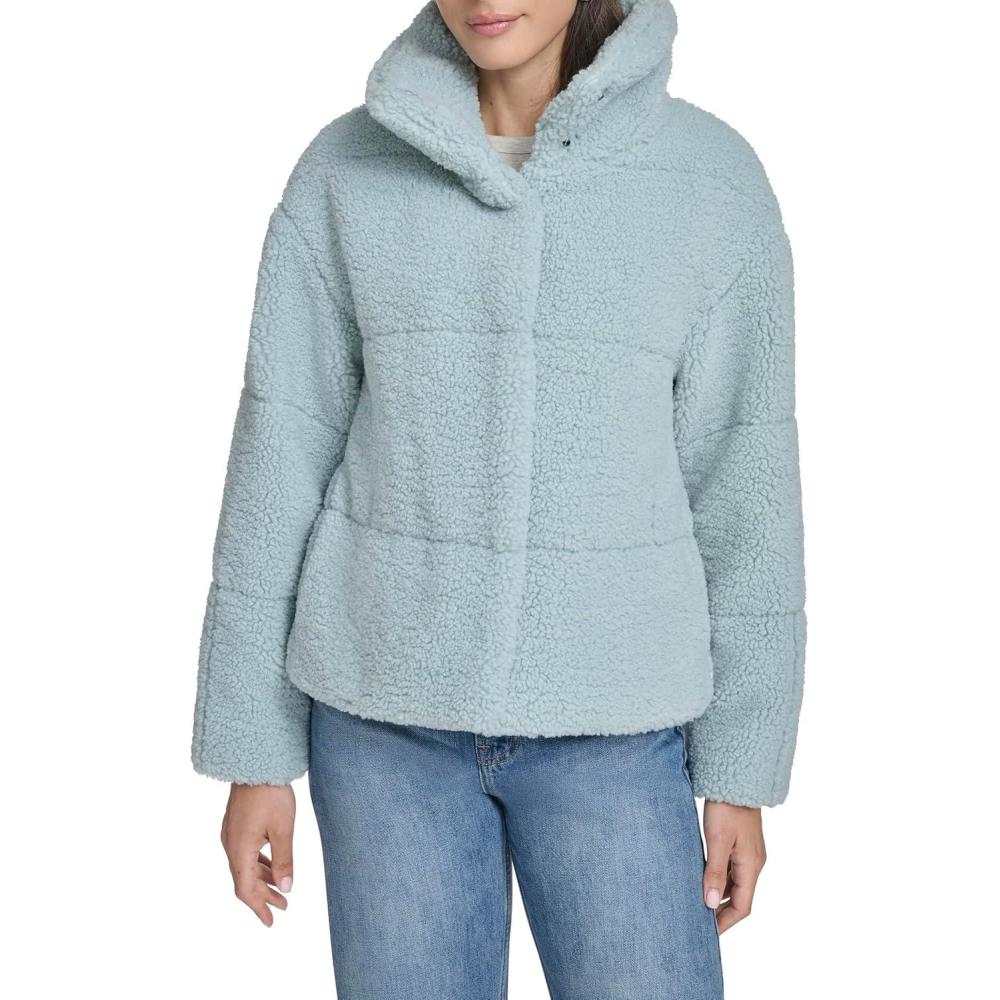 imageLevis Womens Shortie Patchwork Quilted Teddy CoatGrey Mist Shortie