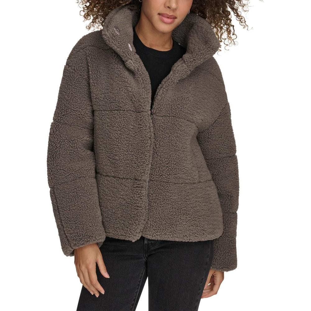 imageLevis Womens Shortie Patchwork Quilted Teddy CoatGrey Shortie