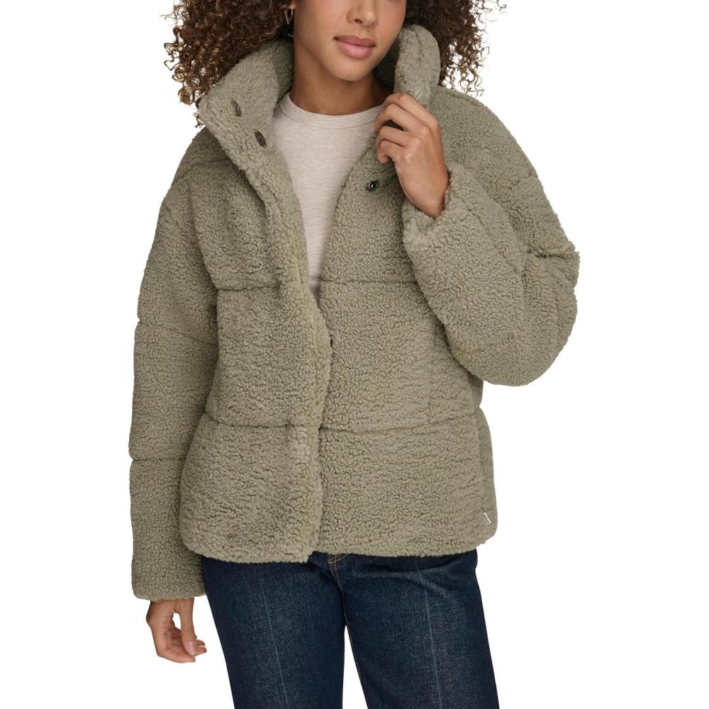 imageLevis Womens Shortie Patchwork Quilted Teddy CoatSeafoam Shortie