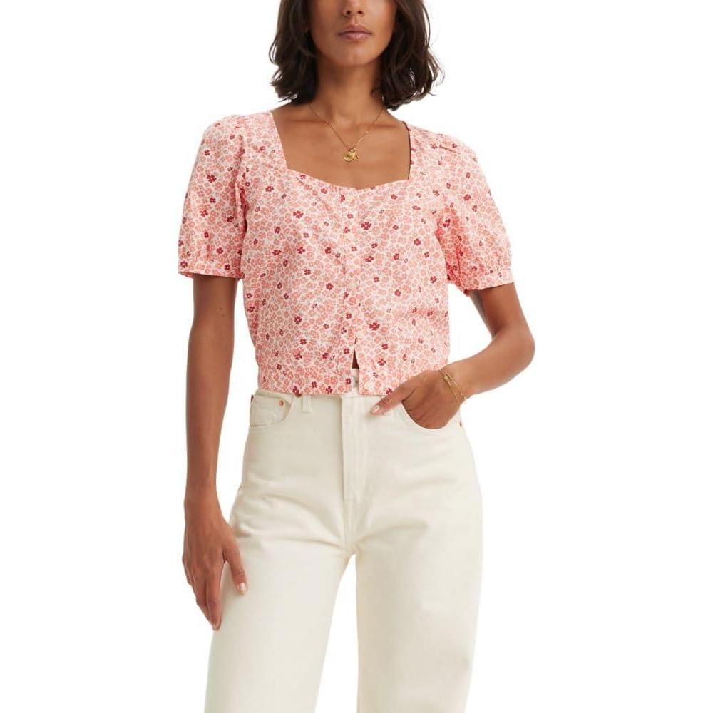 imageLevis Womens Simone Short Sleeve BlouseRiley Floral Terra Cotta