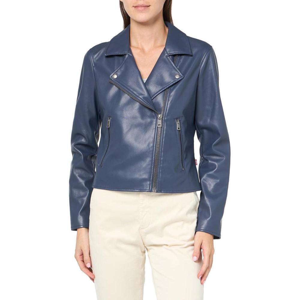 imageLevis Womens Smooth Faux Leather Moto Standard and Plus SizesOdyssey Grey