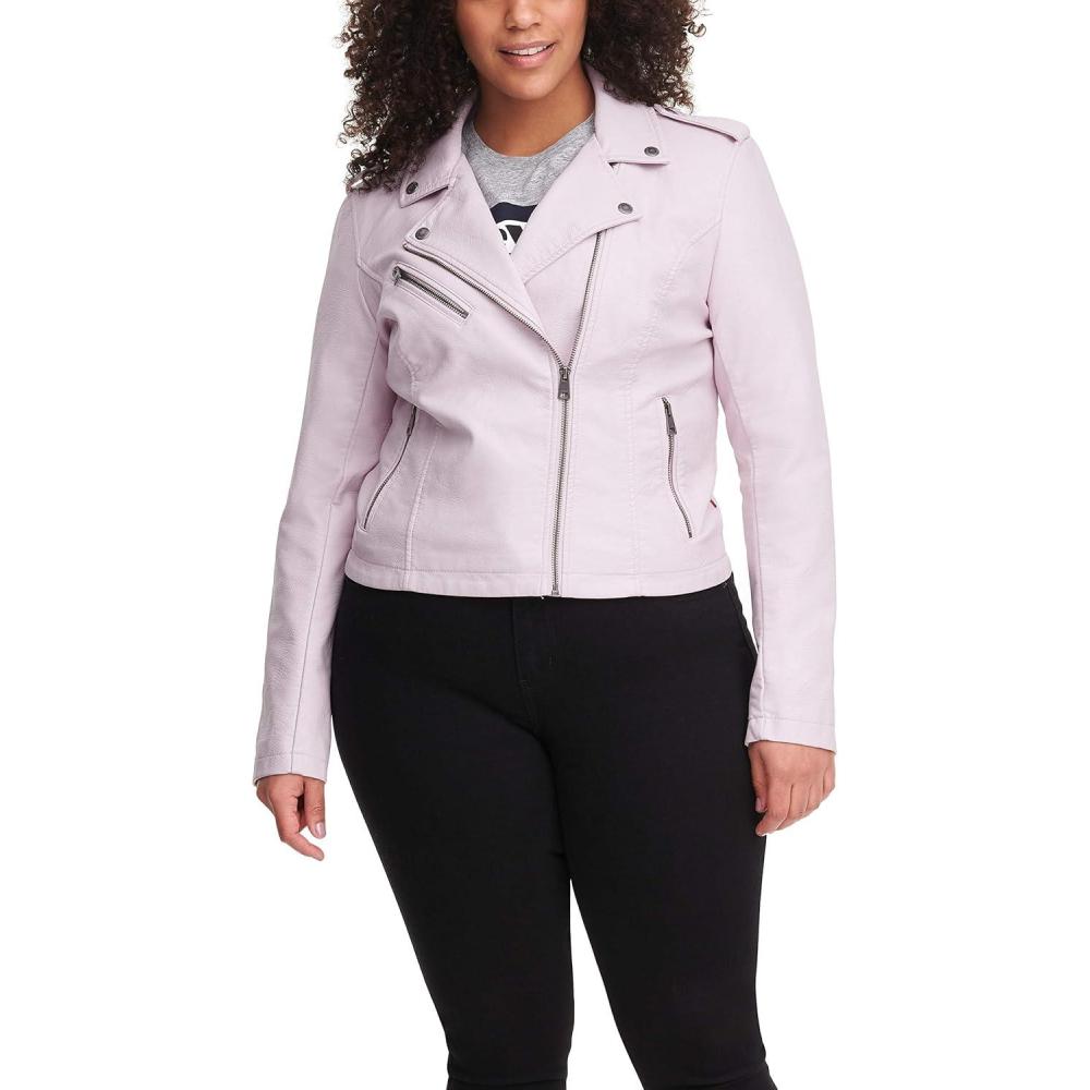 imageLevis Womens The Classic Faux Leather Moto Jacket Regular amp Plus SizeBlush Red