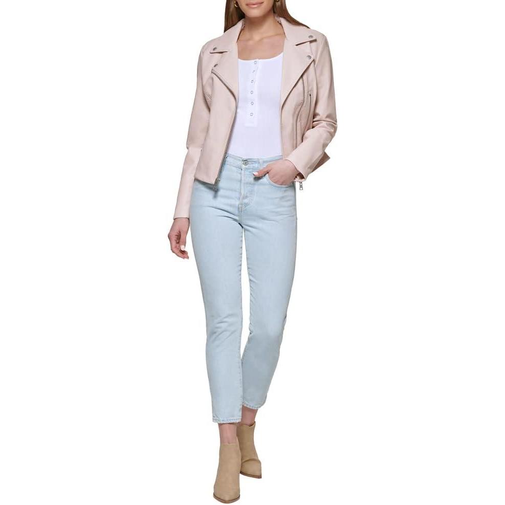 imageLevis Womens Vegan Leather 538 Moto Jacket Regular amp Plus SizePeach Blossom