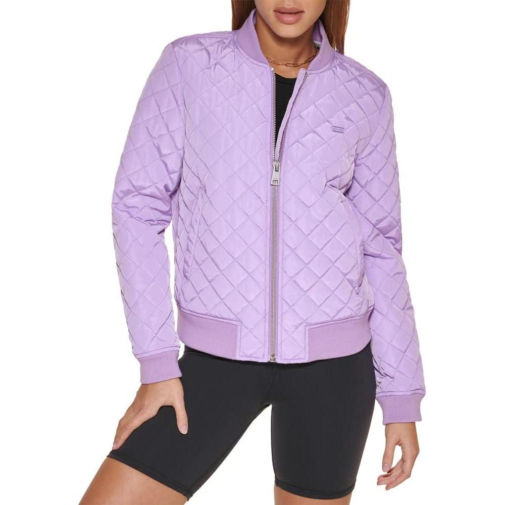imageLevis Womens Womens Diamond Quilted Bomber Jacket With Front Pockets Regular amp Plus SizesLilac Mist
