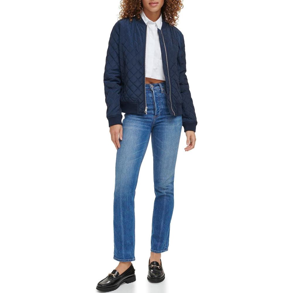 imageLevis Womens Womens Diamond Quilted Bomber Jacket With Front Pockets  Regular amp Plus SizesNavy