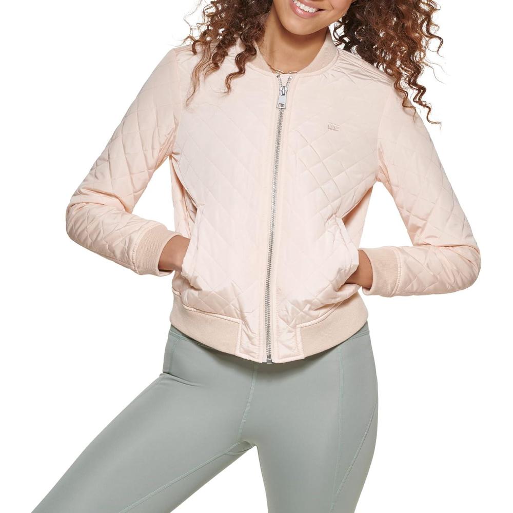 imageLevis Womens Womens Diamond Quilted Bomber Jacket With Front Pockets Regular amp Plus SizesPeach