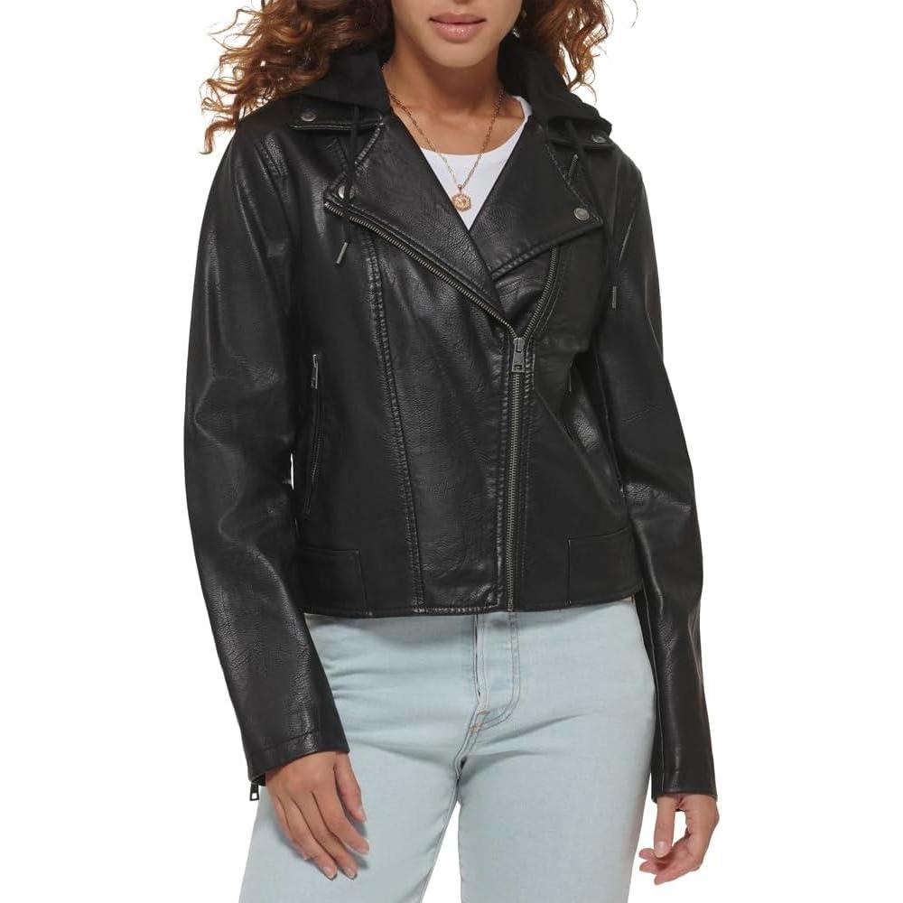 imageLevis womens Levis Womens the Classic Faux Leather Motorcycle Jacket Regular amp Plus SizeBlack
