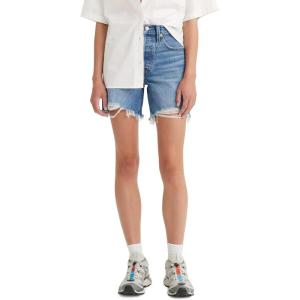 Levi’s Women’s 501 Mid Thigh Shorts(Medium Indigo Destructed)